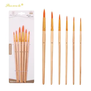 Panwenbo Custom Logo Acrylic Paint Brushes Wood Handle Art Painting Brush Set Design Painting Brush For Watercolor Oil Painting