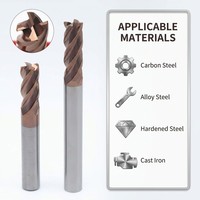 Fresa de carburo con recubrimiento de AlTiN de 4 filos y punta esférica para centro de mecanizado CNC, corte de precisión en acero endurecido HRC60, ODM