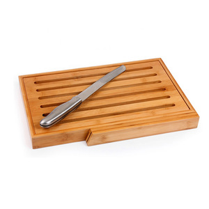 Bamboo Bread Slicer With <b>Knife</b> And Cutting Tray For Fresh Bread Slicing 12x8 Inches - Product Image 4