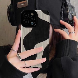 Onda concisa nero bianco stampa morbida TPU pelle artificiale custodia per telefono cellulare per <span class=keywords><strong>Iphone</strong></span> <span class=keywords><strong>X</strong></span> Xr Xs 11 12 13 14 15 16 17 Pro Max - Product Image 5
