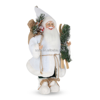 Figurines de Père Noël en peluche bleu clair décoratives Softy Navidad Noel Papa Toy Décorations de Noël faites à la main