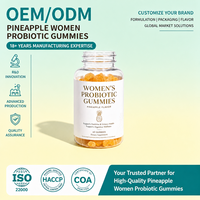 Gummies probiotiques à l'ananas pour femmes, OEM ODM, marque privée, vente en gros, équilibre digestif, soins intimes naturels pour le quotidien des femmes