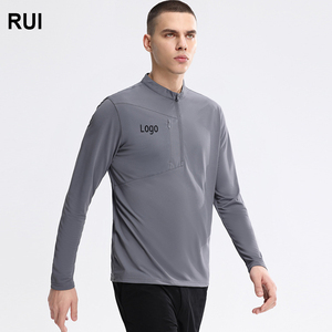 RUIQUWIN, venta al por mayor, tops activos para hombre, sudadera personalizada con cuello levantado, manga larga de secado rápido, bolsillo con media cremallera para primavera y otoño - Product Image 1