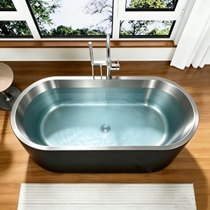 Baignoire de récupération sportive extérieure ovale en acier inoxydable 304 avec robinet, finition haut de gamme personnalisée, capacité 90 gallons, pour 2 personnes - Product Image 3