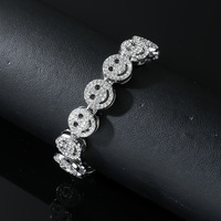 Bracelet chaîne cubaine style punk avec visage souriant en or et diamants, accessoires de mode hip-hop personnalisés