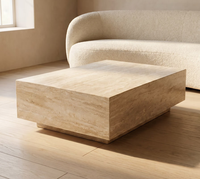 Table basse en travertin beige, design simple et créatif, fabrication directe d'usine, en vente