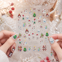 Autocollants pour ongles en métal brillant 5D, motifs de Noël pour la décoration des ongles