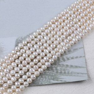 Collier et bracelet faits main avec des perles d'eau douce blanches naturelles de 5 à 6 mm, perles de forme irrégulière, style Zhuji - Product Image 3