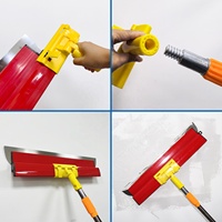Lot de 5 grattoirs à mastic en acier inoxydable 16/24/32 pouces avec poignée en plastique, adaptateur à clip jaune et perche d'extension pour cloisons sèches