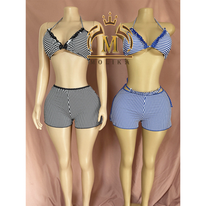 Cute Holiday Women Beachwear Stripes Backless Bra Bikini Bathing <strong>Suits</strong> <strong>Sexy</strong> 3 Piece Bathing <strong>Suit</strong> Bikini Glam for Women Fashion - Product Image 2