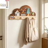 Étagères murales créatives en bois pour la décoration intérieure, porte-clés, supports en bois avec long crochet