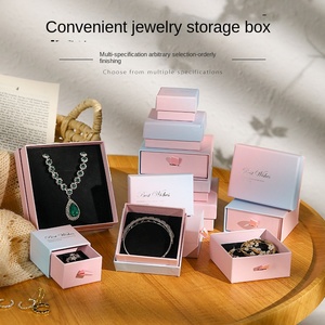 Wholesale Custom Logo Necklace Bracelet <strong>Earrings</strong> Ring <strong>Box</strong> Luxury Velvet Drawer <strong>Gift</strong> <strong>Box</strong> - Product Image 2