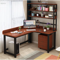 Mini bureau d'ordinateur de luxe bleu pour PC, avec armoire et chaise, idéal pour le télétravail confortable à domicile, style européen.