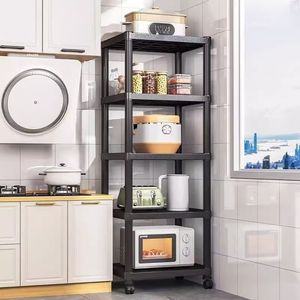 Household Foldable Plastic Multi-tier <strong>Storage</strong> Rack <strong>Kitchen</strong> Shelving <strong>Unit</strong> Floor-standing Multipurpose Organizer Pot Rack Living - Product Image 4