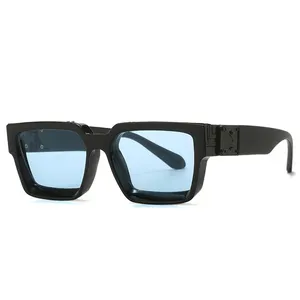 Zonnebril 2023 Luxe Vierkante Bril Trendy Metalen Decoratie Frame Unisex Zonnebril Vrouwen Zonnebril Groothandel Uv400