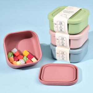 Heatable Square Bento <b>Set</b> <b>Microwave</b> Dishwasher Safe Leakproof Silicone Lunch Box For Freezing Fruit Storage - Product Image 1