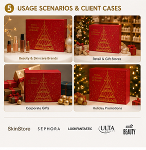 Boîte de calendrier de l'avent pour soins de la peau, en carton rigide, emballage beauté 12 jours, avec tiroirs à glissière fluide, structure réutilisable, logo personnalisé - Product Image 5