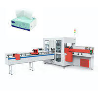 Machine d'emballage automatique haute vitesse pour mouchoirs en papier à pliage en V, avec système de tirage inférieur et emballage individuel en sac plastique grand format