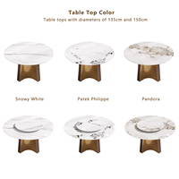 Table à manger ronde en marbre pour 6 personnes, style moderne et luxueux, avec plateau tournant en pierre frittée et pieds en métal, en stock, livraison directe depuis les États-Unis par VOXHOME