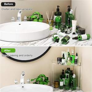 Organizador <span class=keywords><strong>de</strong></span> Esquina <span class=keywords><strong>de</strong></span> Acrílico Transparente Personalizado <span class=keywords><strong>de</strong></span> Fábrica, <span class=keywords><strong>de</strong></span> Doble Capa, para Encimera, Baño, Tocador, Condimentos - Product Image 3