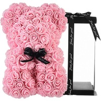 Ours en peluche de fleurs de savon artificielles en mousse PE blanche de 25 cm, fait main, vente en gros d'usine 2026, respectueux de l'environnement pour les mariages
