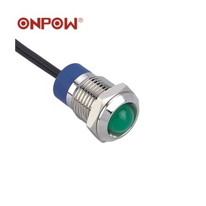 ประเภทใหม่! โคมไฟโลหะ (CE, RoHS) ONPOW หัวแบน12มิลลิเมตรโคมไฟสัญญาณที่มีตัวบ่งชี้โลหะตะกั่วลวด - Product Image 5