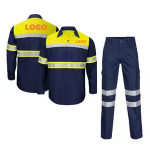 Ropa de trabajo reflectante de alta visibilidad para hombre, 100% algodón, ropa de seguridad