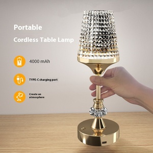 Modern Luxury LED Atmosphere <strong>Lamp</strong> New Style Rechargeable Table <strong>Lamp</strong> <strong>Touch</strong> Sensitive <strong>Small</strong> Metal for Bedroom Bedside Cafe Table - Product Image 2