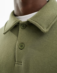 <span class=keywords><strong>Felpa</strong></span> a maniche lunghe oversize da uomo <span class=keywords><strong>con</strong></span> collo a <span class=keywords><strong>Polo</strong></span> 80 in cotone 20 poliestere per <span class=keywords><strong>Polo</strong></span> - Product Image 2