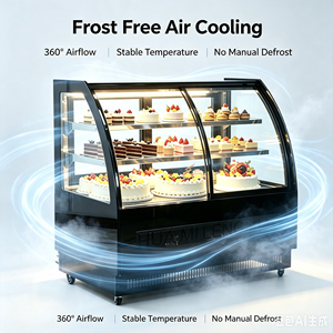 Vitrina Refrigerada <span class=keywords><strong>Curva</strong></span> Antivaho para Postres con Acceso Trasero y Frontal, Estantes de Acero Inoxidable, Equipo de Panadería - Product Image 3