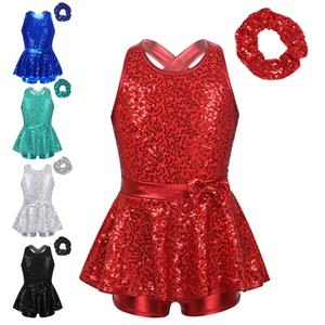 6-16 moderno arco niñas niños trajes de baile mono leotardo niño sin mangas rendimiento desgaste lentejuelas niños ropa de baile - Product Image 1