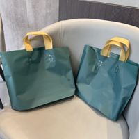 Sac de shopping personnalisé givré avec poignée, biodégradable, écologique, réutilisable, à soufflets latéraux, en plastique, pour la vente au détail, en gros