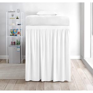 Jupe de lit pour dortoir, taille Twin XL, 30 pouces de profondeur, en coton blanc, à volants, pour dortoir universitaire et usage domestique - Product Image 2