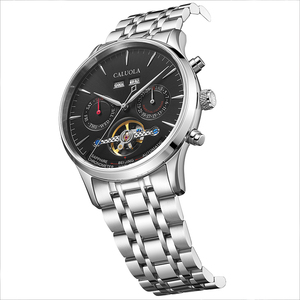 Orologio Meccanico Automatico Caluola con <span class=keywords><strong>Volano</strong></span> a Vista, Multifunzione, da Uomo, con Chiusura a Farfalla, in Acciaio Pregiato, Zaffiro, Analogico - Product Image 3