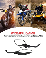 Nouveau rétroviseur universel pour guidon de moto de 7/8 pouces (22 mm), homologué E, rétroviseur latéral arrière avec boulons filetés M8/M10, matériau PP et verre