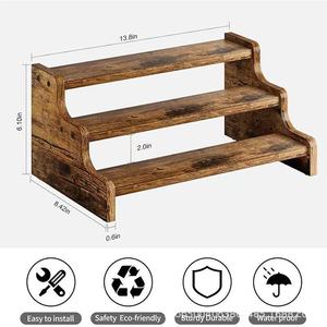 Three Tiered Wooden <b>Spice</b> Rack For Kitchen Countertop Storage Organizer Multipurpose Solid Wood - Product Image 4