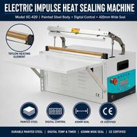 Machine de scellage continu électrique Xicang XC-420, thermoscelleuse automatique à peinture cuite 420 mm pour aliments, boissons, produits chimiques et feuilles métalliques