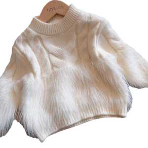Girls Pullover Sweater Thickening Solid Color Cotton Knitwear For Autumn Winter Kids Fashion Top - Product Image 5