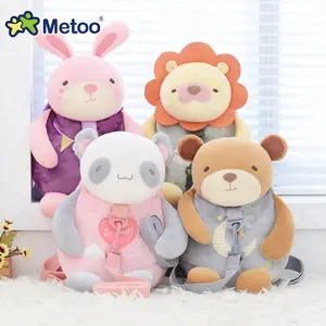 Metoo-mochila de peluche de animales para niños, bolsa de libros de alta calidad, suave, personalizada, con correa antipérdida