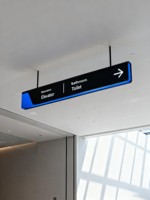 Panneaux lumineux LED suspendus double face pour la signalisation publique, centres commerciaux, garages souterrains, hôpitaux - Acier inoxydable