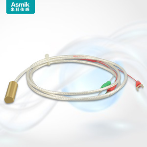 Capteur de température à résistance en laiton Asmik Pt100 à montage en surface avec fils pour la mesure de la température des parois de tuyaux - Product Image 1