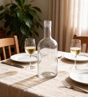 Bouteille en verre cylindrique de 350 ml avec bouchon à vis, sans diffuseur à roseaux, pour spiritueux (liqueur, whisky, rhum, vodka), étiquettes, marque Henansishang, Chine