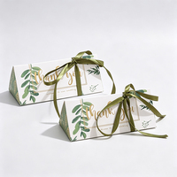 Caja de dulces triangular con lazo Super Septiembre, caja de recuerdo para boda, caja de regalo plegable a mano con lámina dorada de agradecimiento, proveedor mayorista