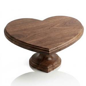 Heart Shaped Wooden Eco-Friendly <b>Cake</b> <b>Stand</b> Handmade Carved Dessert Pedestal Baking Display Wedding Cafe Home Parties A.B - Product Image 1