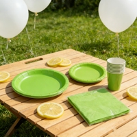 Assiettes de couleur unie DAMAI, vert kiwi, décoration de table d'anniversaire, assiettes en papier jetables, gobelets, serviettes pour fournitures de fête, ensemble de vaisselle