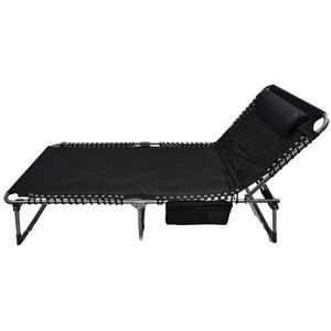 Chaise longue pliante réglable pour le camping en plein air, avec oreiller et poche latérale - Product Image 1