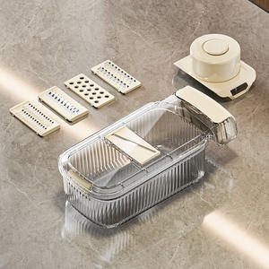 Cortador de Verduras Multifuncional de Acero Inoxidable para Cocina, Rallador, Cortador de Queso Transparente y Blanco Crema - Product Image 4