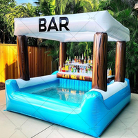 Bar flottant gonflable de style pub, en PVC, protection UV, ignifuge, étanche, capacité 100-500 kg, 5-10 passagers