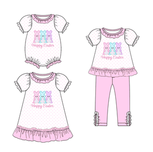 Conjunto de Dos Piezas de Conejito de Pascua para Niñas, Pelele de Burbuja para Bebé, Vestido con Volantes para Niñas, Conjuntos a Juego para Hermanas, Ropa para Niños - Product Image 1