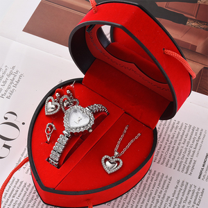 Love Gifts for Girlfriend Wife 4pcs Jewelry Romantic Gift <strong>Set</strong> Red Heart Shape Box Necklace Earrings Ring <strong>Watch</strong> <strong>Set</strong> for <strong>Women</strong> - Product Image 4